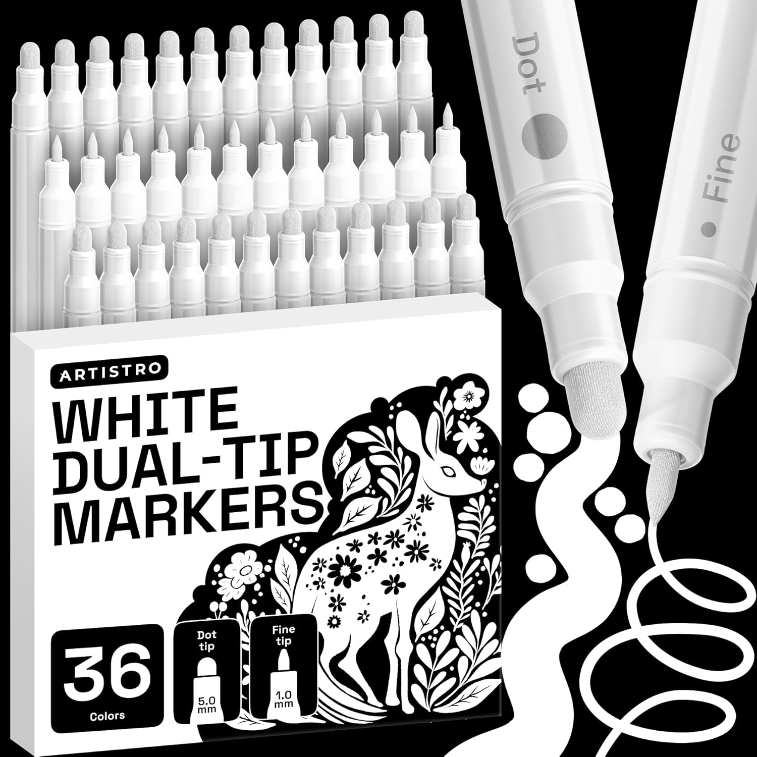 ARTISTRO Dual-Tip Acrylic Paint Marker Pens - Set of 36 - Image 31