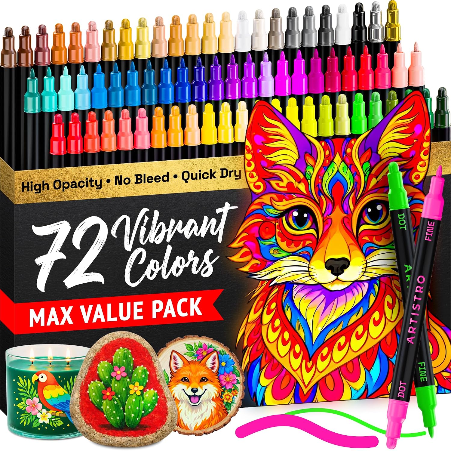 ARTISTRO Dual-Tip Acrylic Paint Marker Pens - Set of 36 - Image 29