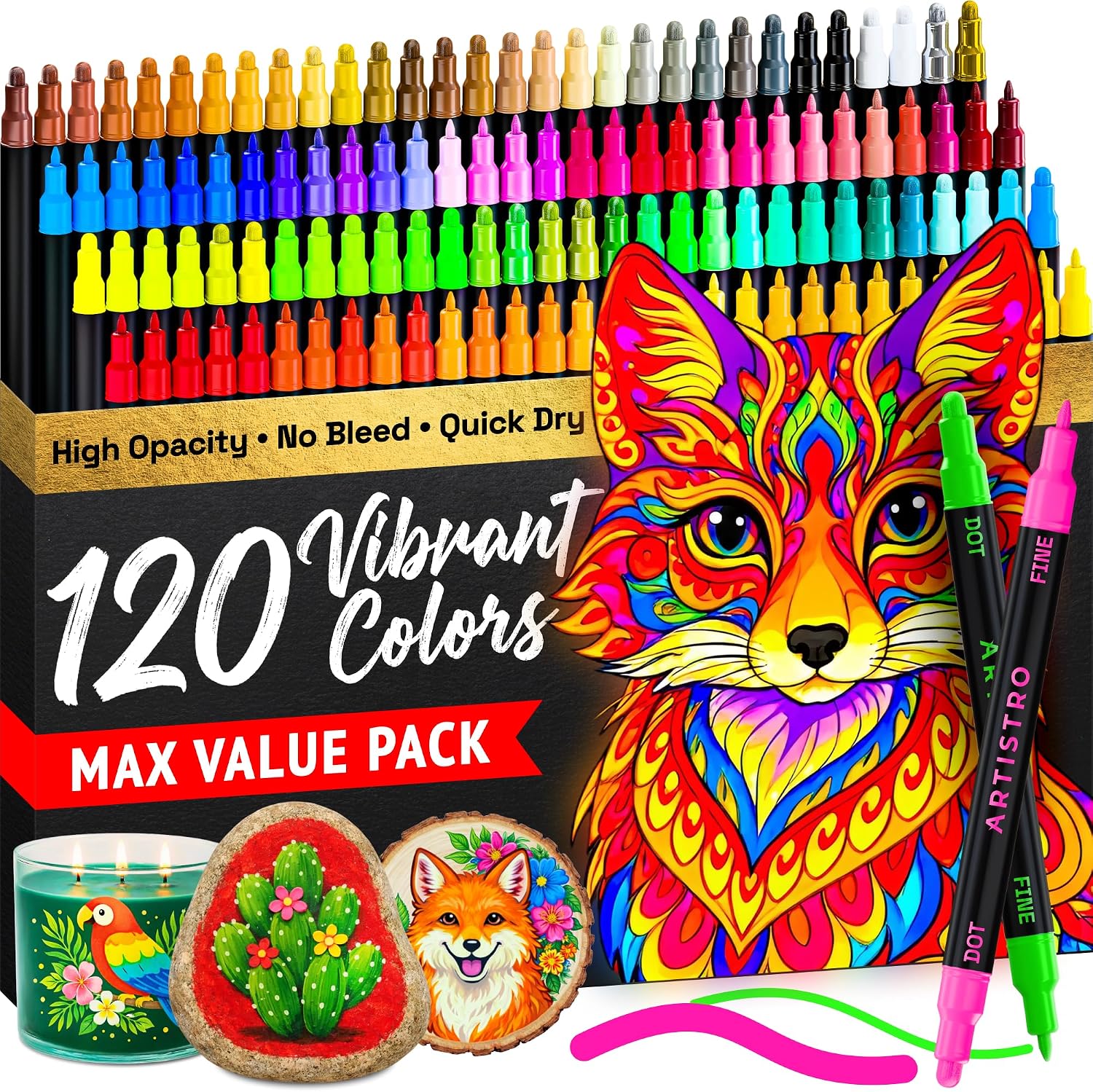 ARTISTRO Dual-Tip Acrylic Paint Marker Pens - Set of 36 - Image 23