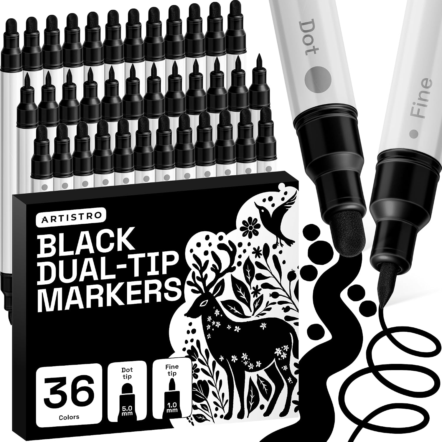ARTISTRO Dual-Tip Acrylic Paint Marker Pens - Set of 36 - Image 17
