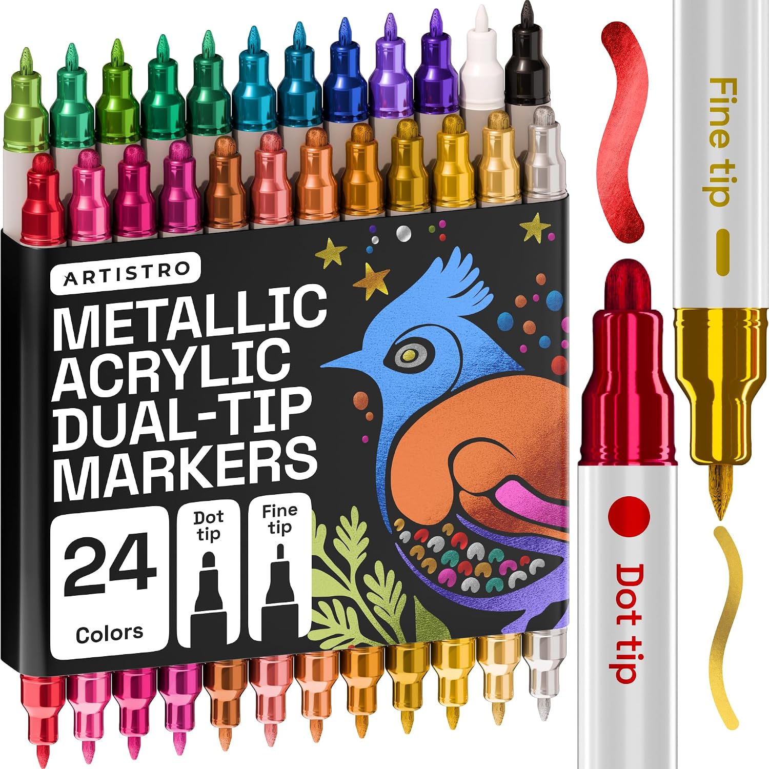 ARTISTRO Dual-Tip Acrylic Paint Marker Pens - Set of 36 - Image 36