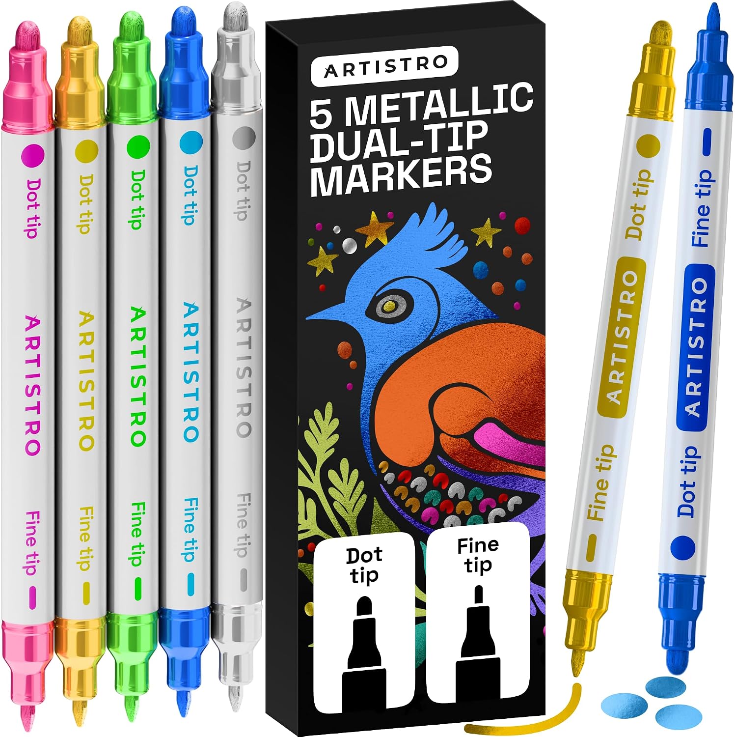 ARTISTRO Dual-Tip Acrylic Paint Marker Pens - Set of 36 - Image 26