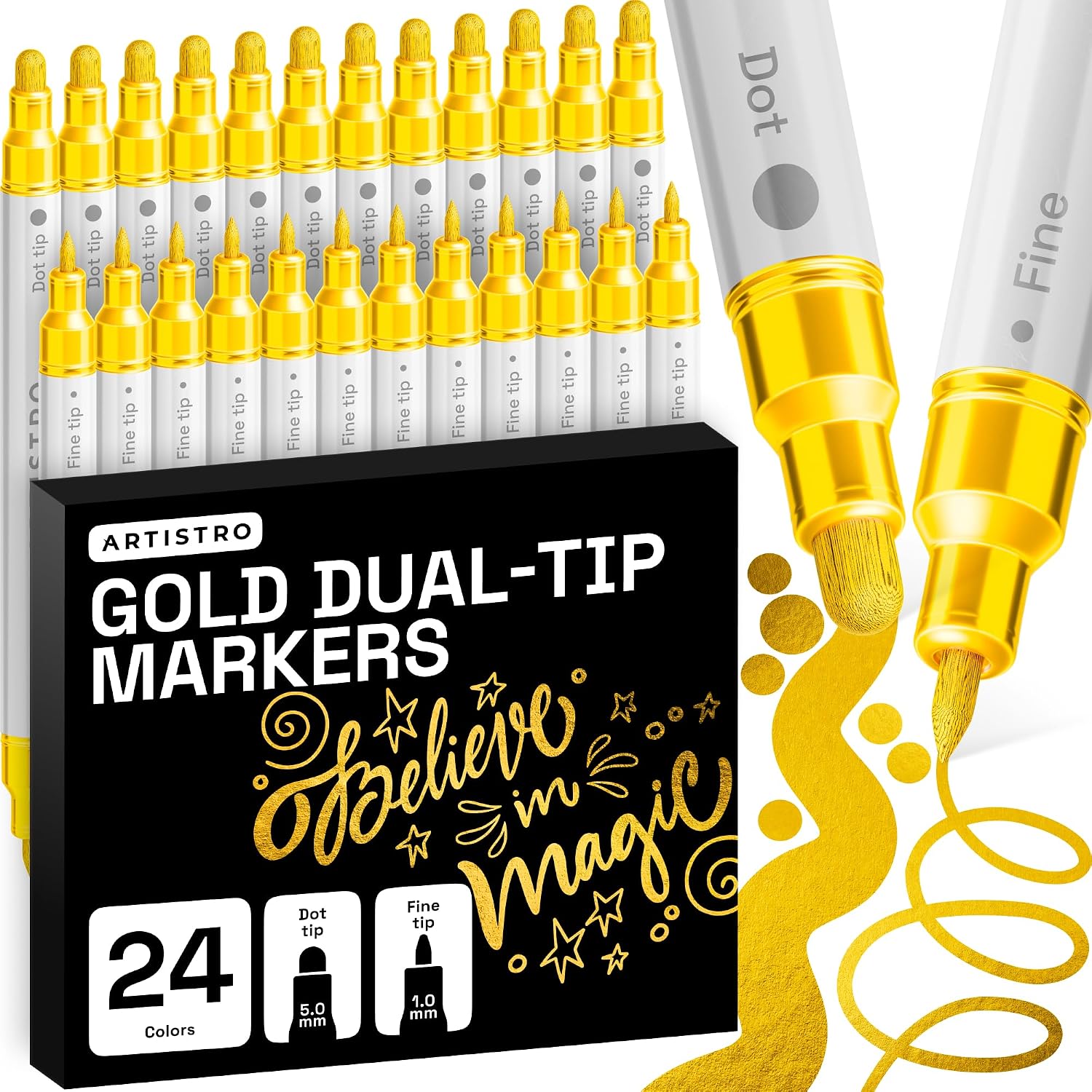 ARTISTRO Dual-Tip Acrylic Paint Marker Pens - Set of 36 - Image 32