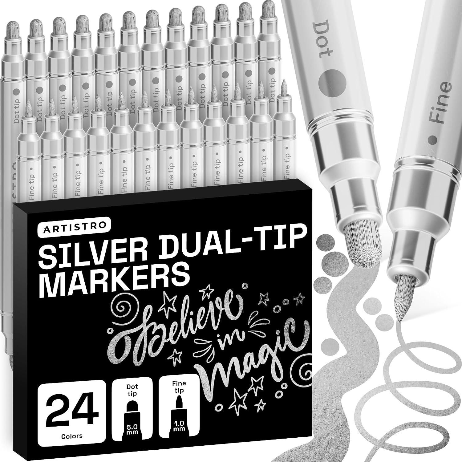 ARTISTRO Dual-Tip Acrylic Paint Marker Pens - Set of 36 - Image 37
