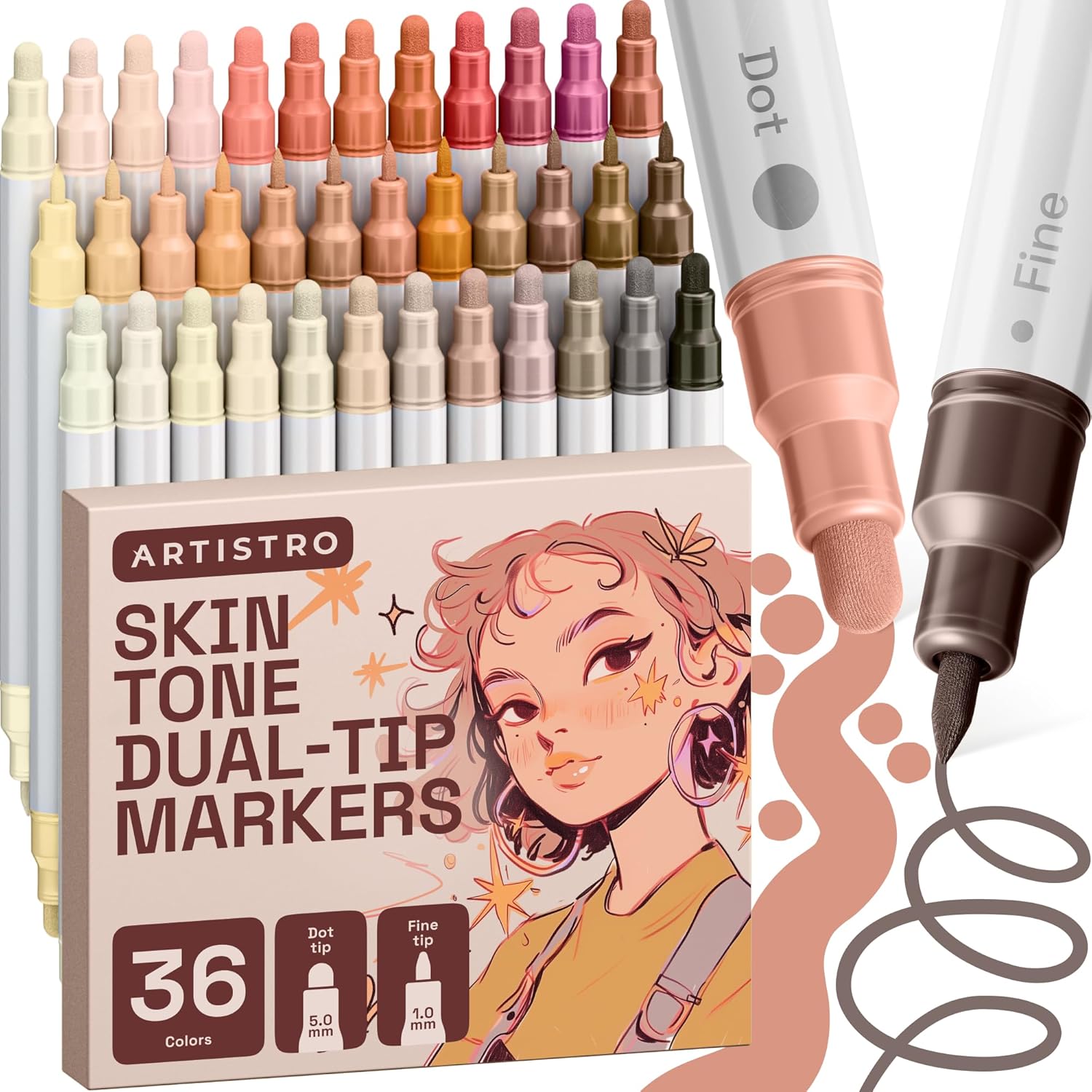 ARTISTRO Dual-Tip Acrylic Paint Marker Pens - Set of 36 - Image 33