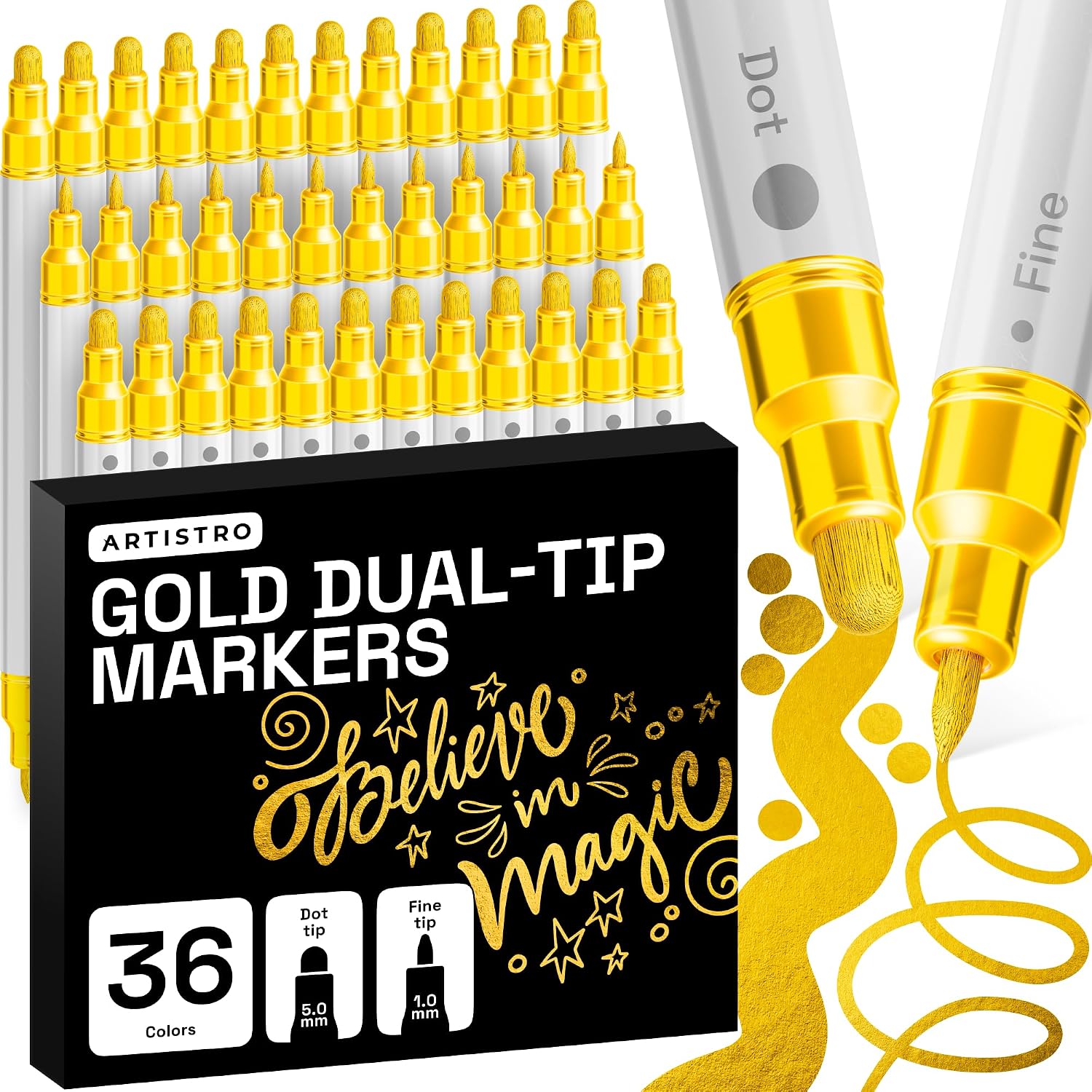 ARTISTRO Dual-Tip Acrylic Paint Marker Pens - Set of 36 - Image 13
