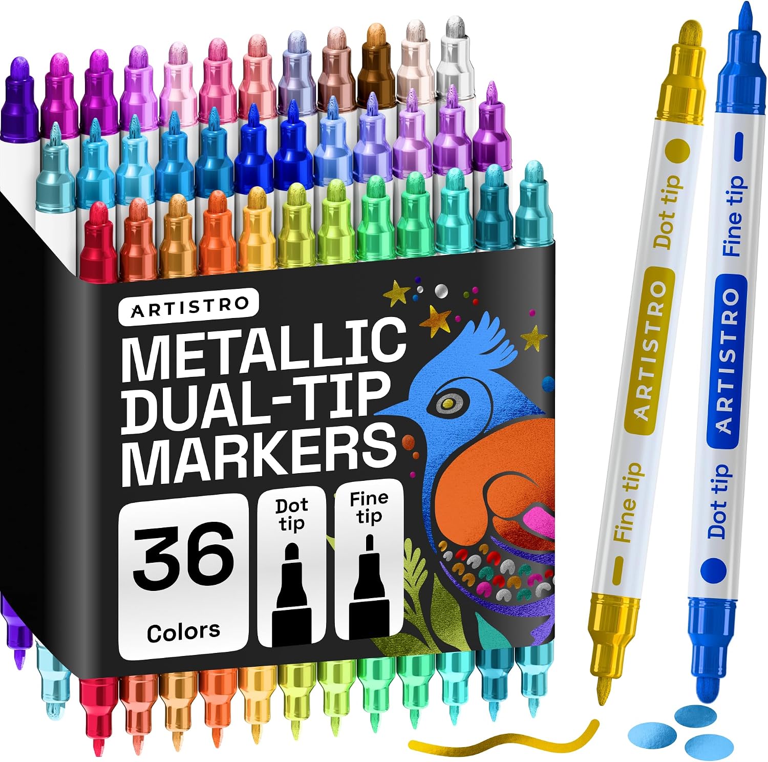 ARTISTRO Dual-Tip Acrylic Paint Marker Pens - Set of 36 - Image 27