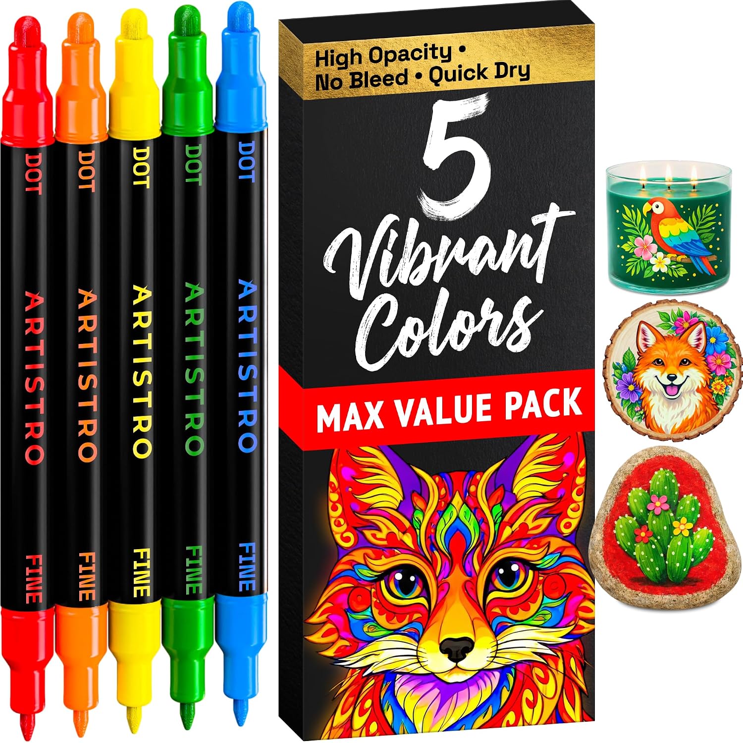 ARTISTRO Dual-Tip Acrylic Paint Marker Pens - Set of 36 - Image 24