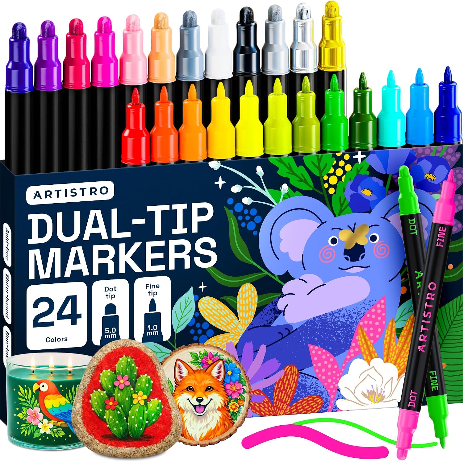 ARTISTRO Dual-Tip Acrylic Paint Marker Pens - Set of 36 - Image 18