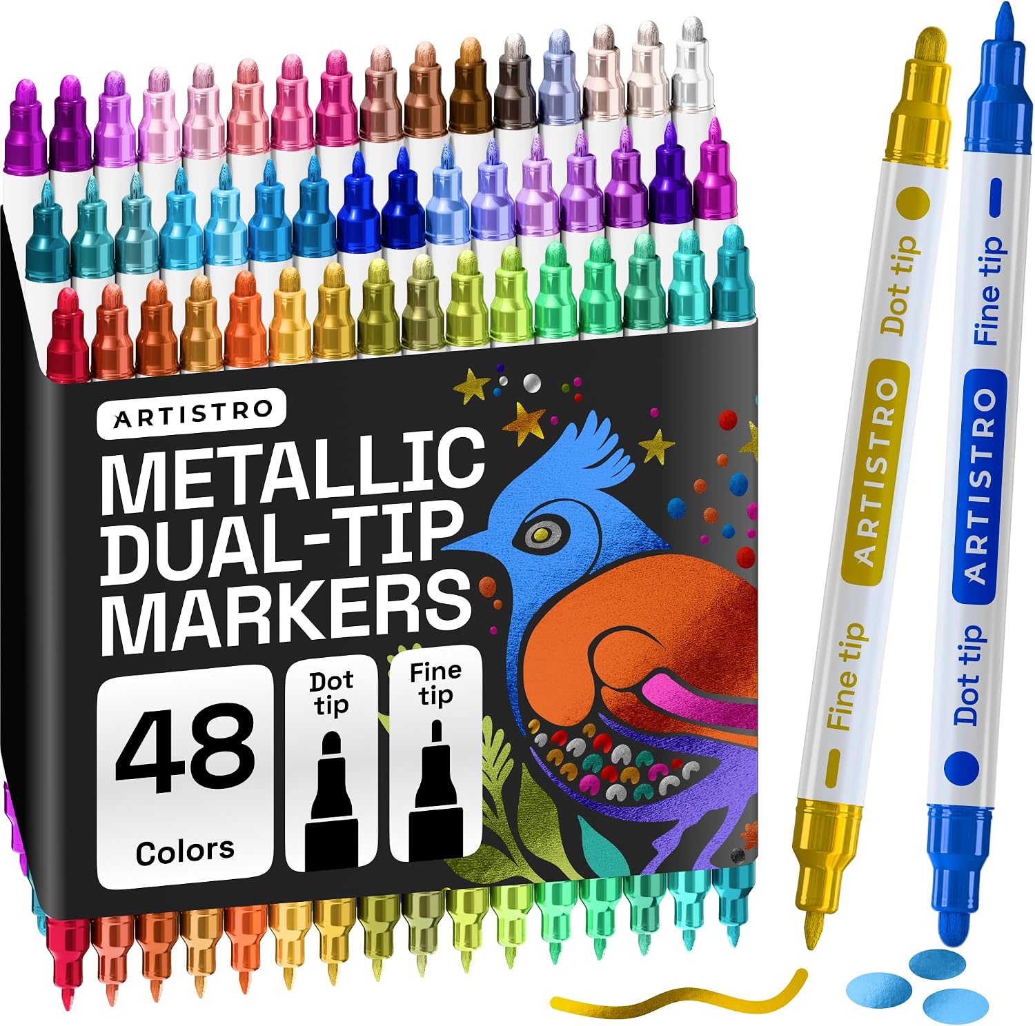 ARTISTRO Dual-Tip Acrylic Paint Marker Pens - Set of 36 - Image 28